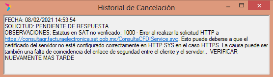 Error - Estatus en SAT no verificado