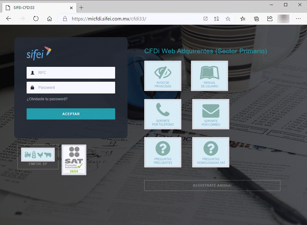 CFDi Web Adquirentes (Sector Primario)